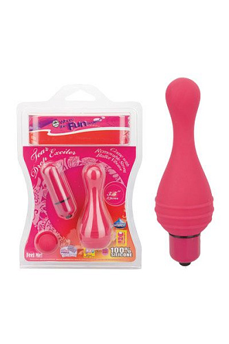 Розовая вибропуля с силиконовой насадкой NMC 111534