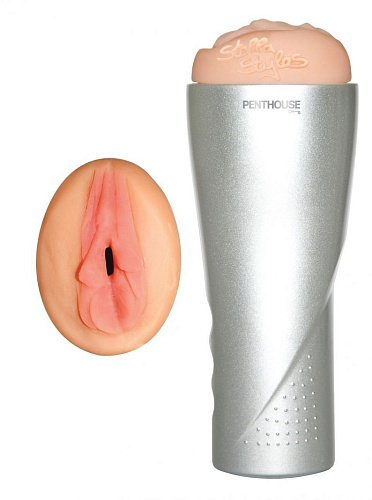 Серебристая мастурбатор-вагина с вибрацией Topco Sales Penthouse Deluxe Stella Styles 1091283