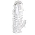 Прозрачная гелевая насадка с шипами и клиторальным отростком ToyFa 818017-1 (13 см)