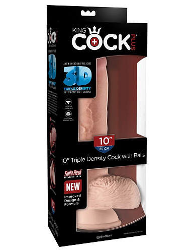 Телесный фаллоимитатор на присоске Pipedream 10 Triple Density Cock with Balls PD5721-21 (26,7 см)