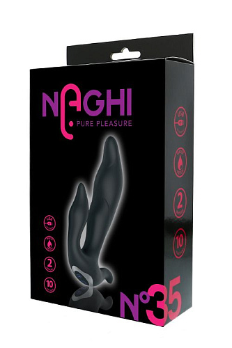 Чёрный вибратор Tonga N 35 RECHARGEABLE DUO VIBRATOR 530035 (17,5 см)