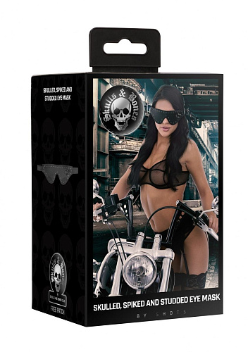 Чёрная маска на глаза с заклепками и шипами Shots Media BV OU295BLK