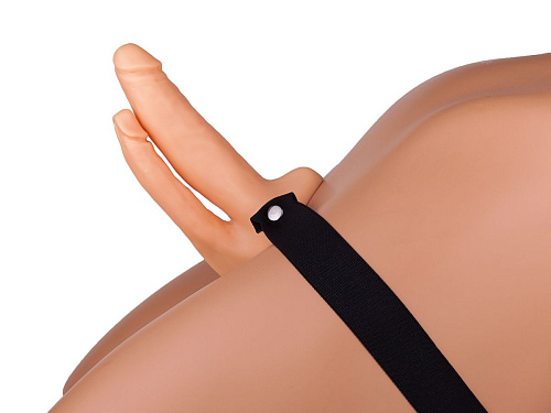 Анально-вагинальный телесного цвета фаллопротез на чёрной резинке №8 1005-08 BX DD