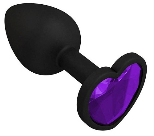 Чёрная силиконовая пробка с фиолетовым кристаллом Сумерки богов 508-08 PURPLE-DD (7,3 см)