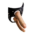 Двойной фаллоимитатор телесного цвета на трусиках с плугом LOVETOY (А-Полимер) 281903 (15 см)