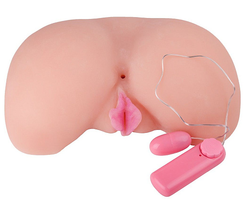 Телесные вагина из кибер-кожи с выносным пультом управления вибрацией LOVETOY (А-Полимер) 660021