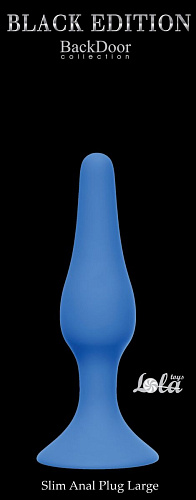 Синяя анальная пробка Lola toys Slim Anal Plug Large 4205-02Lola (12,5 см)
