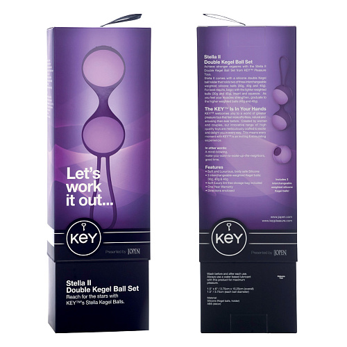 Фиолетовые вагинальные шарики дуэт со сменным грузом Jopen STELLA II JO-8021-10-3