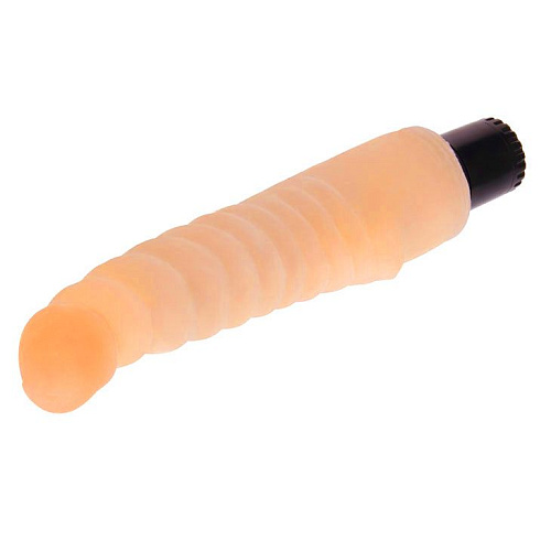 Ребристый водонепроницаемый вибромассажёр телесного цвета Baile BW-027019-1002S (21 см)