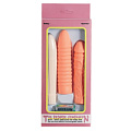 Пластиковый вибратор с двумя насадками телесного цвета Seven Creations THE BEDSIDE COMPANION VIBRATOR KIT888K-BX