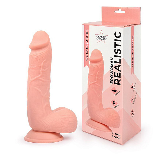 Фаллоимитатор-реалистик телесного цвета с мошонкой Bior toys Erowoman ER-30061