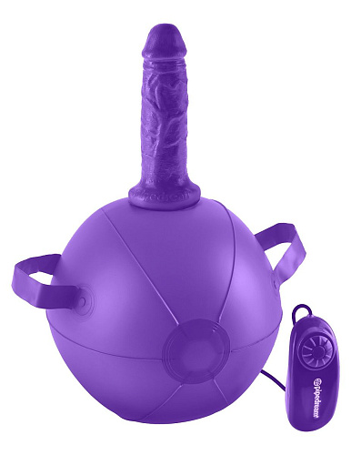 Фиолетовый надувной мяч с вибронасадкой Pipedream Vibrating Mini Sex Ball PD5382-12 (15,2 см)