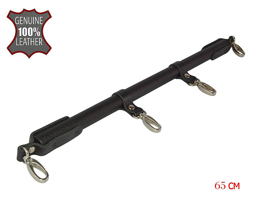 Чёрная металлическая распорка с кожаными ремешками и карабинами Sitabella 3345 (65 см)