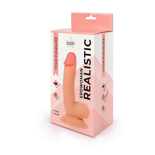 Телесный реалистичный фаллоимитатор Bior toys Erowoman ER-30062