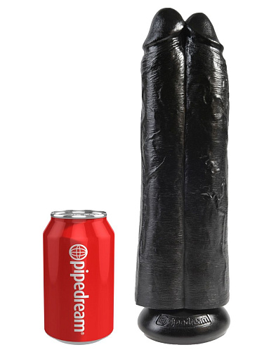 Сдвоенный чёрный фаллоимитатор на присоске Pipedream 11 Two Cocks One Hole PD5552-23 (30,5 см)