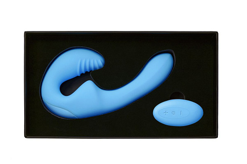 Голубой безремневой страпон с пультом ДУ Главсексмаг GSM101031 (17,5 см)