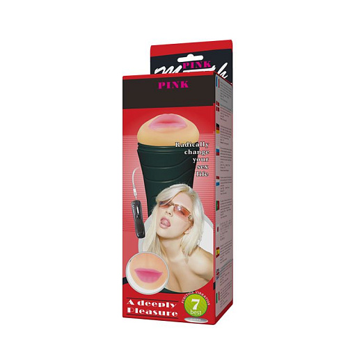 Мастурбатор-ротик телесного цвета в тубе с 7 уровнями вибрации и выносным пультом Baile BM-00900T27Z-2