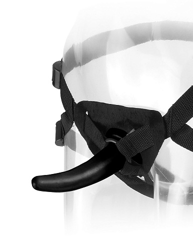 Небольшой чёрный гладкий фаллос для анальной стимуляции на регулируемых труcиках Pipedream The Pegger PD4428-23 (11,4 см)