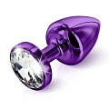 Анальная пробка с кристаллом фиолетового цвета DIOGOL ANNI round purple T3 1050053000 (9 см)