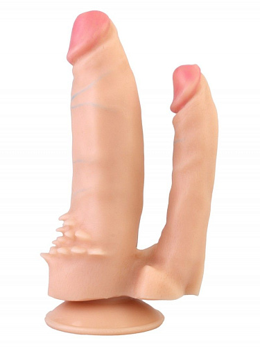 Вибратор с двумя фаллосами телесного цвета Сумерки богов 204-11 CD DD (17 см)