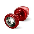 Красная анальная пробка с чёрным кристаллом DIOGOL ANNI round Red T1 Black Diamond 9020060075 (6 см)