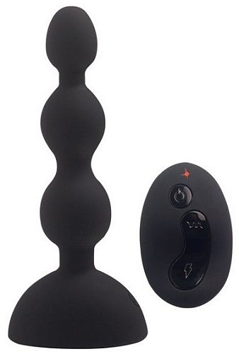 Чёрный анальный вибростимулятор с пультом ДУ Howells Anal Beads S 189023black (14,5 см)