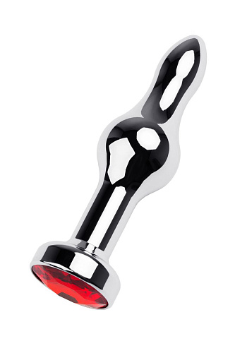 Серебристый анальный плаг с красным кристаллом ToyFa 717037-9 (10 см)