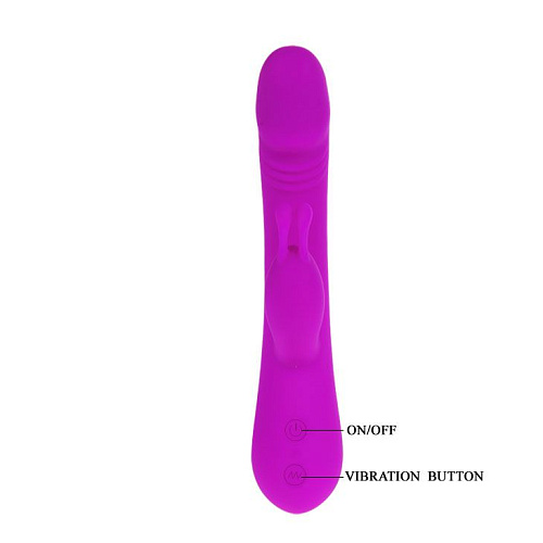 Вибратор лилового цвета с крупной головкой и стимулятором клитора Baile Robert BI-014279 (21 см)