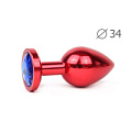 Коническая красная анальная втулка с синим кристаллом Anal Jewelry Plug RM-13 (8,2 см)