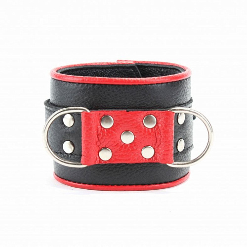 Широкие чёрные наручи с красным декором БДСМ арсенал 51018ars