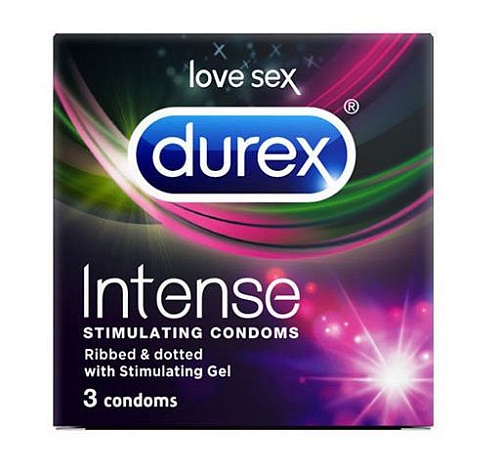 Рельефные презервативы со стимулирующей смазкой Durex Intense Orgasmic №3 (3 шт)