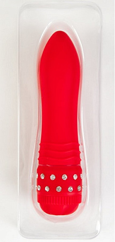 Стильный красный вибратор с кристаллами ToyFa 881042-9