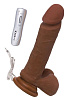 Коричневый вибратор-реалистик на присоске с пультом ДУ ToyFa 981102-1 (21 см)