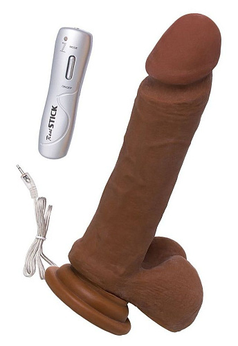 Коричневый вибратор-реалистик на присоске с пультом ДУ ToyFa 981102-1 (21 см)