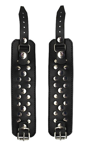 Декоративные чёрные наручи на кожаной подкладке Подиум Р291