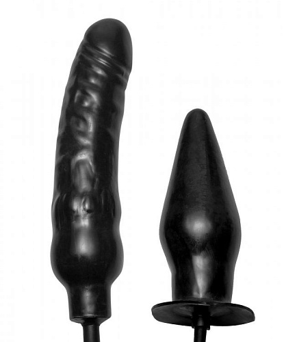 Пробка и фаллос с функцией расширения XR Brands Deuce Double Penetration Inflatable Dildo and Anal Plug AD850
