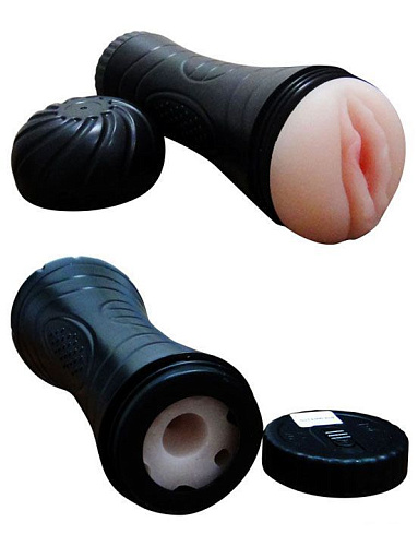 Чёрно-бежевый мастурбатор-вагина в тубе Eroticon Lolita 30396