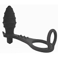 Чёрное кольцо с анальным вибростимулятором Bior toys Cockring and Anal Pleasure SEM-55069