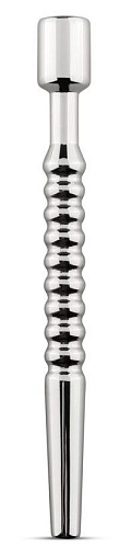 Серебристый уретральный стимулятор EDC Wholesale Sinner Hollow Ribbed Dilator SIN016