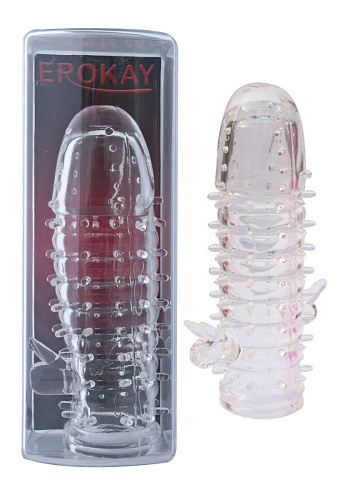 Прозрачная насадка на пенис с клиторальным отростком Erokay Clitor Lover EK-2216CL