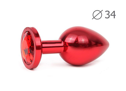 Коническая красная анальная втулка с красным кристаллом Anal Jewelry Plug RM-16 (8,2 см)