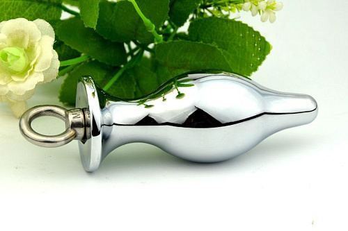 Серебристая анальная пробка с кольцом 4sexdreaM 47421-2