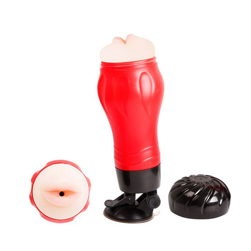 Мега-мастурбатор-ротик красного цвета Baile Flora BM-00900T47N-2