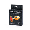 Золотистая анальная пробка с красным стразом Anal Jewelry Plug GS-16 (7,2 см)