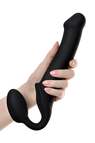 Чёрный безремневой страпон Strap-on-me Silicone Bendable Strap-On L 6012857