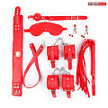 Большой набор БДСМ в красном цвете (маска, кляп, зажимы, плётка, ошейник, наручники, оковы) Bior toys NTB-80611