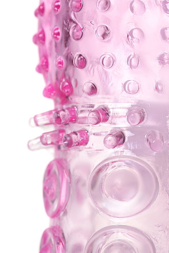 Розовая рельефная насадка закрытого типа Eromantica 150211 (13,5 см)