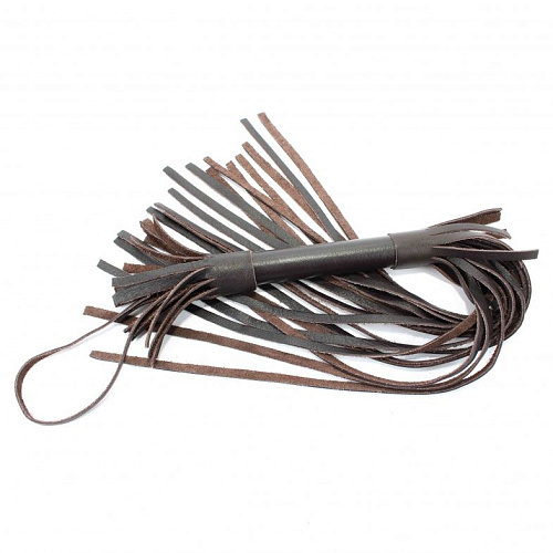 Коричневая кожаная плётка БДСМ арсенал 54016 (56 см)