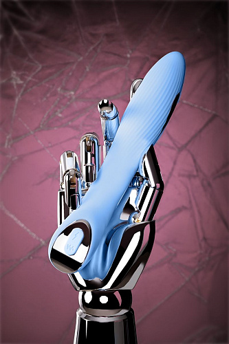 Голубой силиконовый вибратор с электростимуляцией ToyFa TESLA G-POINT 796004 (21 см)