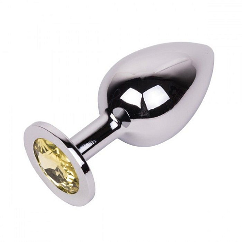 Большой стальной плаг с жёлтым кристаллом Erotic Fantasy Sweet Lemon EF-HM-020 (9,5 см)